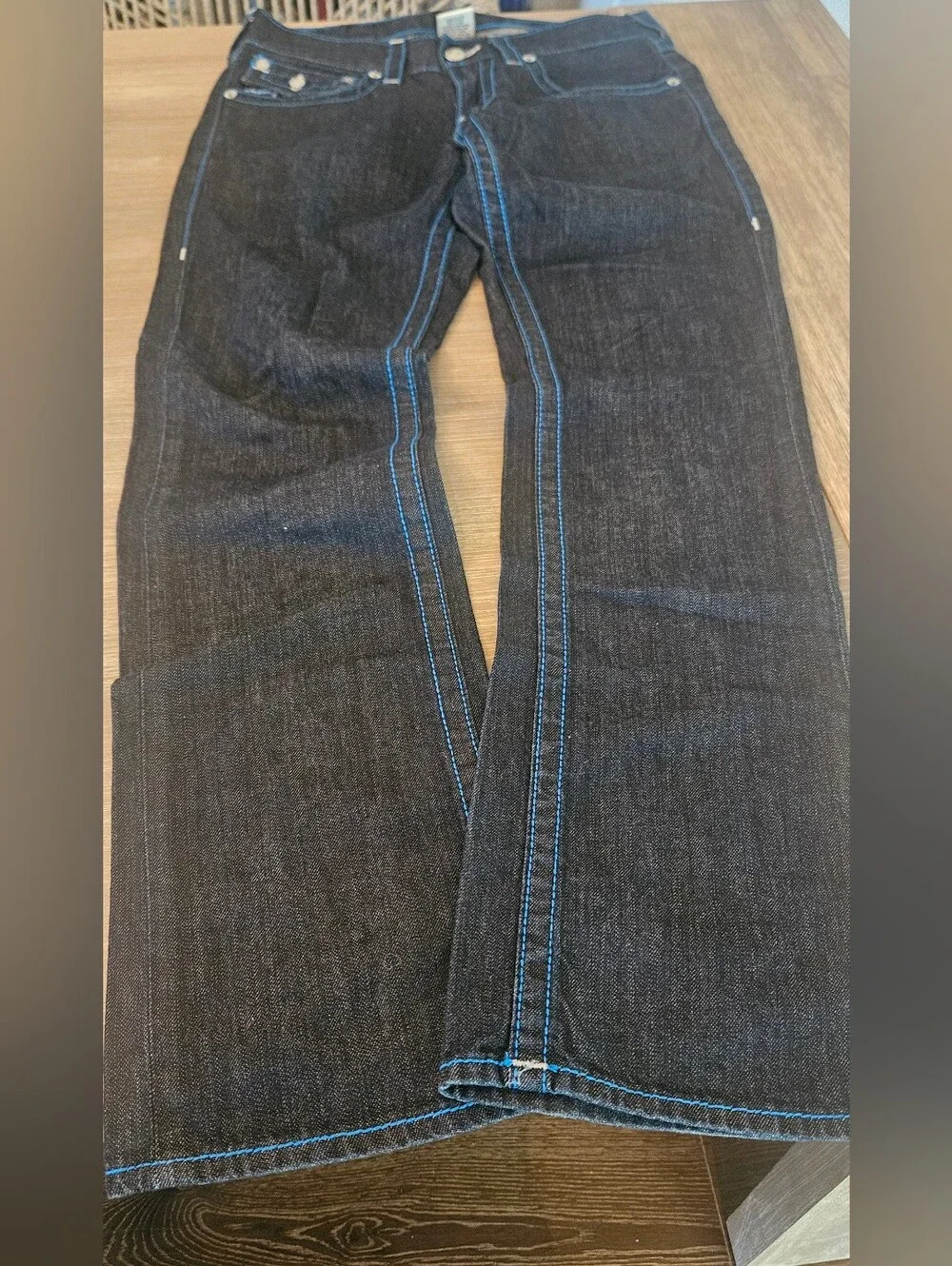 Men's TRUE RELIGION Dark Denim Jeans with Blue Contrast Stitching